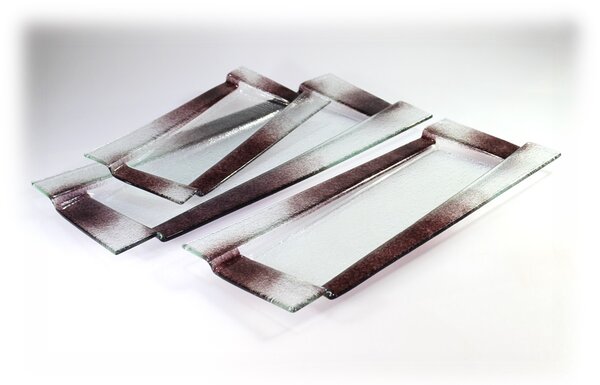 BDK-GLASS Skleněný obdélníkový tácek ZOOM fialový Rozměr: 45x20cm