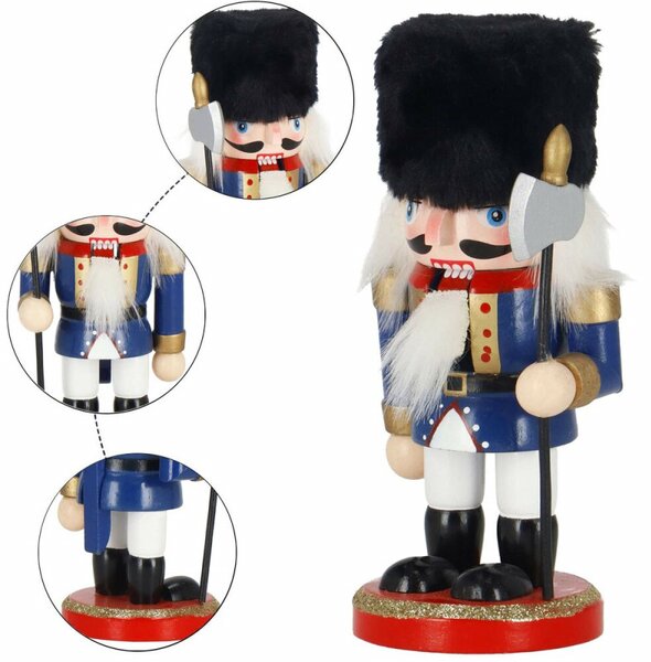 Louskáček - Voják s halapartnou 16cm modrý, vánoční dekorace