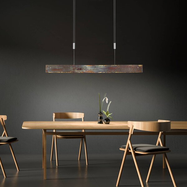 Quitani Závěsná lampa LED Malu, zlatá oxidovaná, délka 100 cm, stmívatelný, Mosaz / zlato, Obývací pokoj / jídelna, Hliník, Moderní