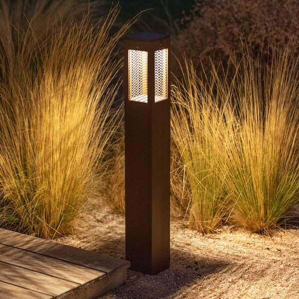 Les Jardins LED solární osvětlení cesty Tradition Sensor Corten 90cm, stmívatelný, Hnědá / rez, Hliník, Moderní, Solární lampy