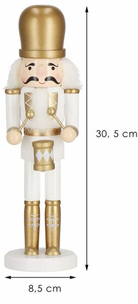 Louskáček - Voják s bubínkem 30,5cm zlatý, vánoční dekorace