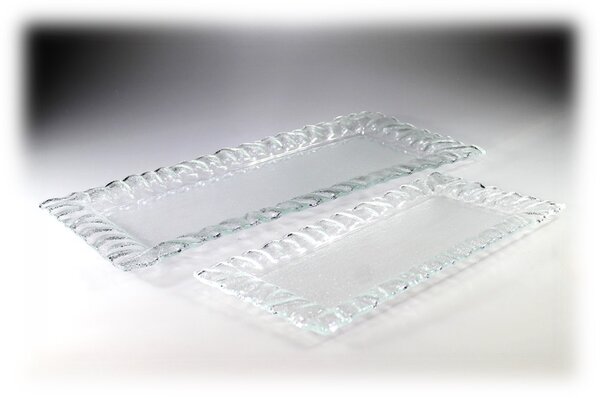 BDK-GLASS Extra čirý skleněný servírovací tác BOND Rozměr: 33x16cm