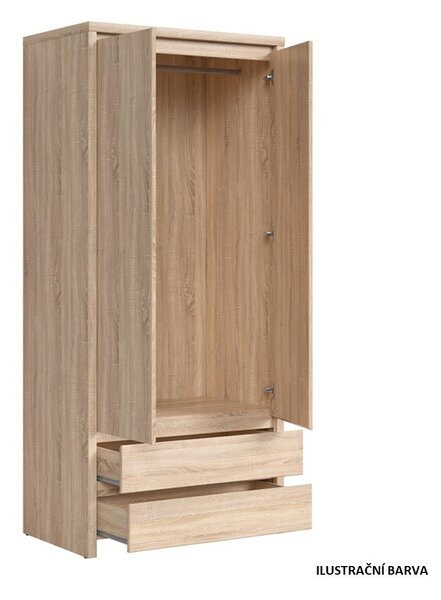 Skříň KASPIAN SZF2D2S bílá/bílá matná