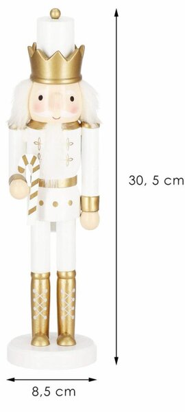 Louskáček - Král s hůlkou 30,5cm zlatý, vánoční dekorace