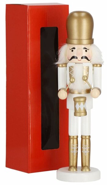 Louskáček - Voják s bubínkem 30,5cm zlatý, vánoční dekorace