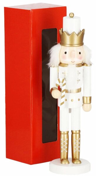 Louskáček - Král s hůlkou 30,5cm zlatý, vánoční dekorace