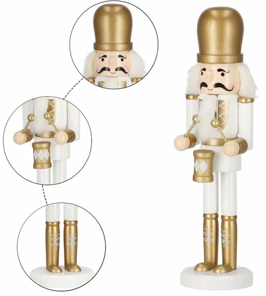 Louskáček - Voják s bubínkem 30,5cm zlatý, vánoční dekorace
