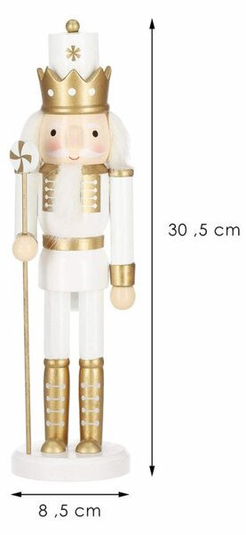Louskáček - Král s žezlem 30,5cm zlatý, vánoční dekorace