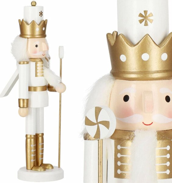 Louskáček - Král s žezlem 30,5cm zlatý, vánoční dekorace