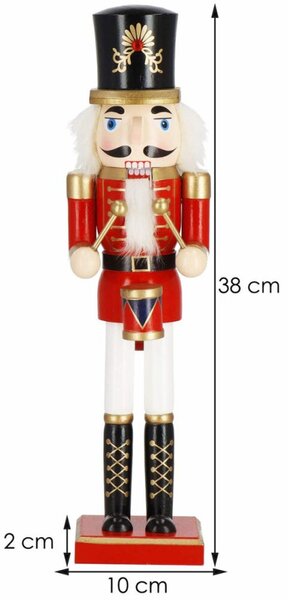 Louskáček - Voják s bubínkem 38cm červený, vánoční dekorace
