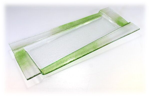 BDK-GLASS Skleněný obdélníkový tác ZOOM zelený Rozměr: 40x17cm