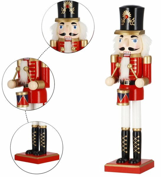 Louskáček - Voják s bubínkem 38cm červený, vánoční dekorace