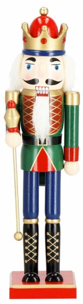 Louskáček - Král s žezlem 38cm zelený, vánoční dekorace