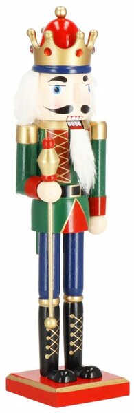 Louskáček - Král s žezlem 38cm zelený, vánoční dekorace
