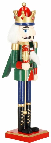 Louskáček - Král s žezlem 38cm zelený, vánoční dekorace
