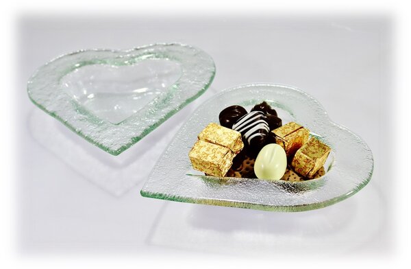 BDK-GLASS Skleněná miska SRDCE čirá, 19cm