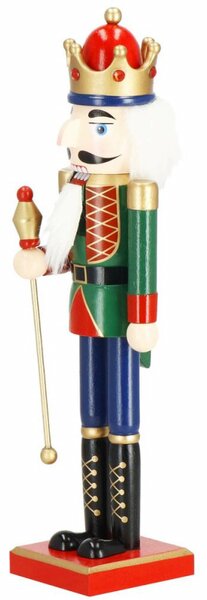 Louskáček - Král s žezlem 38cm zelený, vánoční dekorace