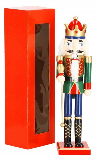 Louskáček - Král s žezlem 38cm zelený, vánoční dekorace