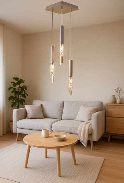 Moderní svítidlo závěsné LE-TRI-T03001, Varianta Stříbrné