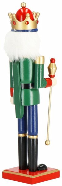 Louskáček - Král s žezlem 38cm zelený, vánoční dekorace