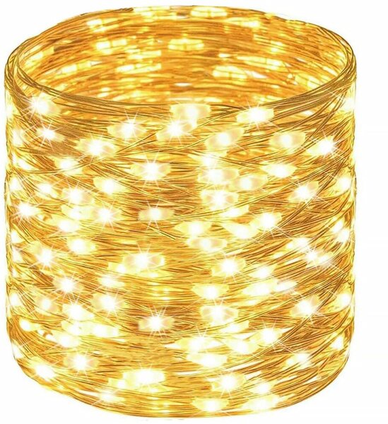 LED řetěz Nano - 100m, 1000LED, 8 funkcí, paměť, IP44, teplá bílá