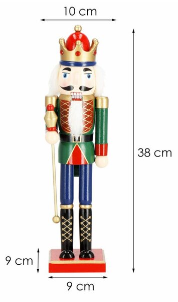 Louskáček - Král s žezlem 38cm zelený, vánoční dekorace
