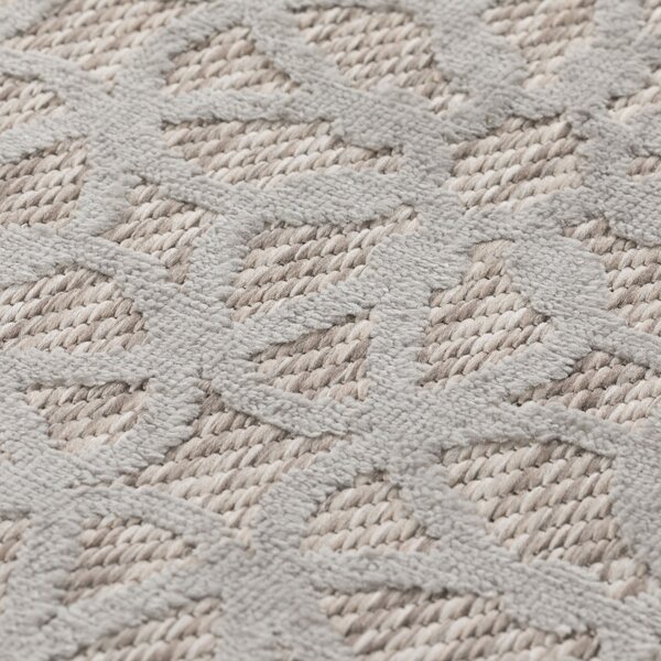 Flair Rugs, Kusový koberec Piatto Argento Silver – na ven i na doma, 80x150, šedá, chodba / předsíň