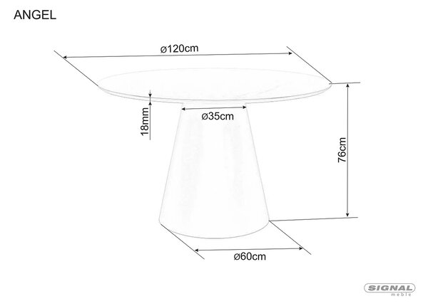 Signal Kulatý jídelní stůl Angel 120 cm černý mramor