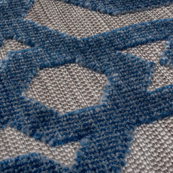 Flair Rugs, Kusový koberec Piatto Oro Blue kruh – na ven i na doma, 160x160 (průměr) kruh, modrá, chodba / předsíň