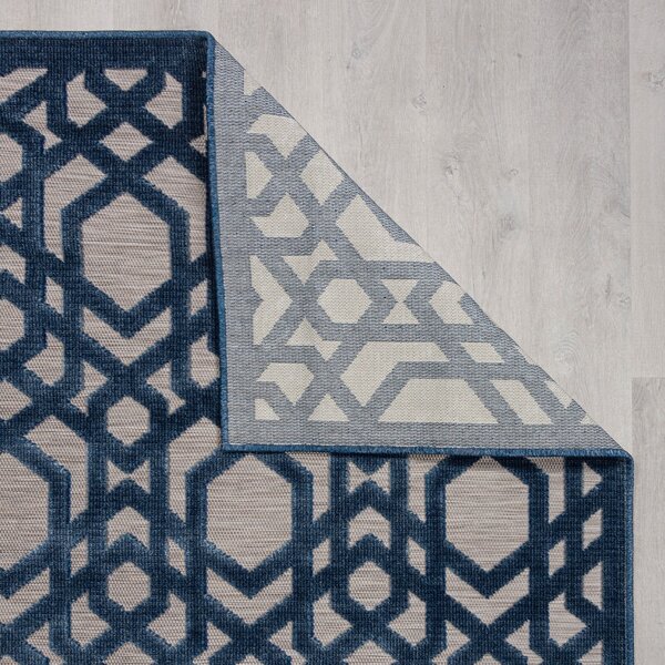 Flair Rugs, Kusový koberec Piatto Oro Blue – na ven i na doma, 120x170, modrá, chodba / předsíň