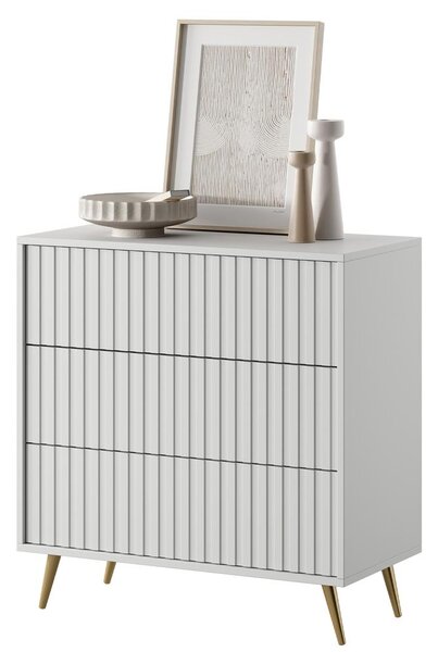 Komoda Biel B6 (bílá + zlatá). Akce -16%