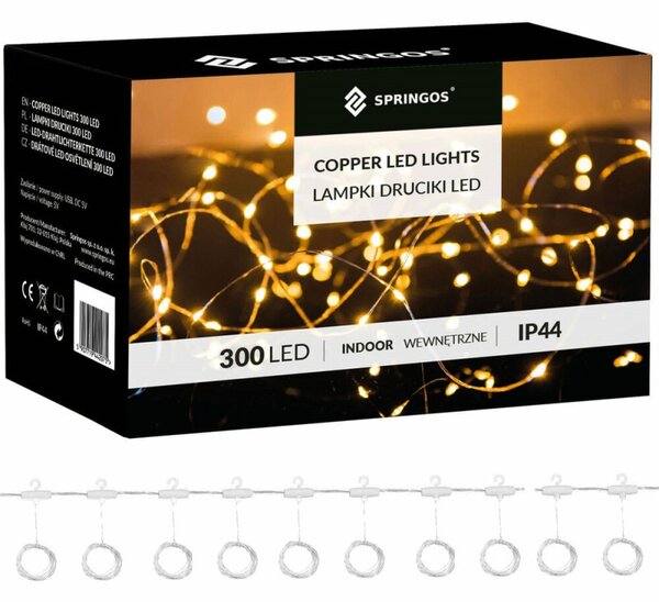 LED Nano světelný závěs - 3x3m, 300LED, 8 funkcí, ovladač, USB, IP44, multicolor