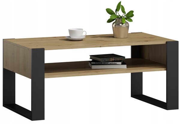 Konferenční stolek KAJA, dekor artisan, černý, loft retro styl
