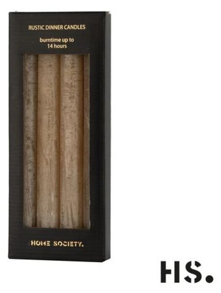 Home Society Svíčka kónická béžová sada 4ks