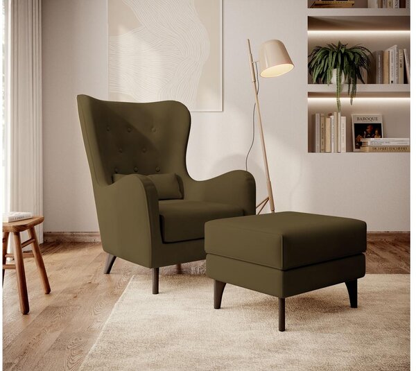 Taburetka Calimero T (olivová + wenge). Akce -15%
