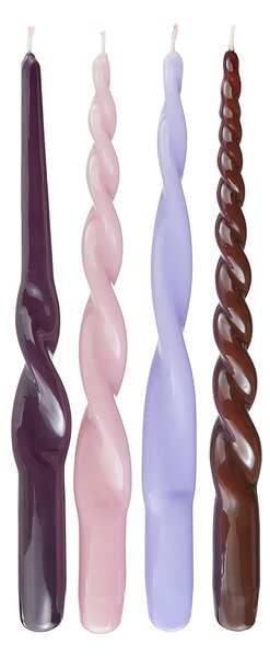 TWISTED Sada svíček 4 ks 29 cm - sv. fialová
