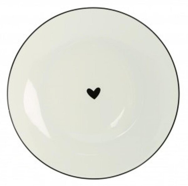 Clayre & Eef Porcelánový desertní talířek se srdíčkem Love Birds