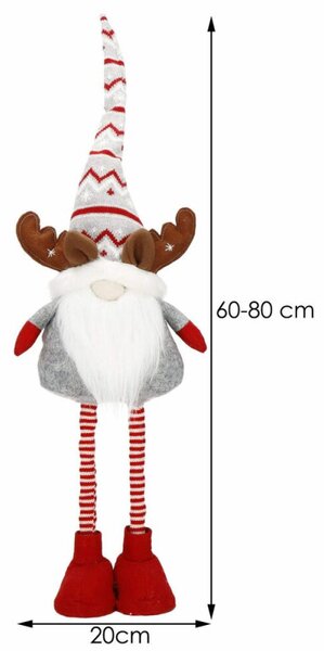 Skřítek GNOM s hnědými parohy - výška 60-80cm, vánoční dekorace