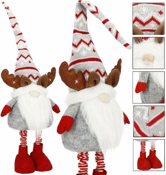 Skřítek GNOM s hnědými parohy - výška 60-80cm, vánoční dekorace