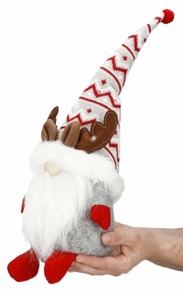 Skřítek GNOM s hnědými parohy 50cm, vánoční dekorace