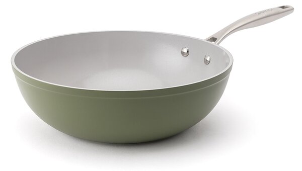 Elmich Nepřilnavá keramická pánev wok Zen Ø 28 cm - olivově zelená