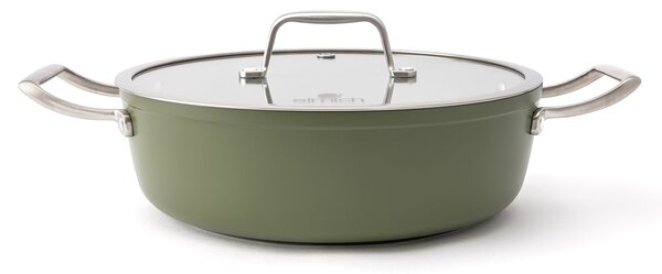 Elmich Nepřilnavá keramická hluboká pánev Zen Ø 28 cm - olivově zelená
