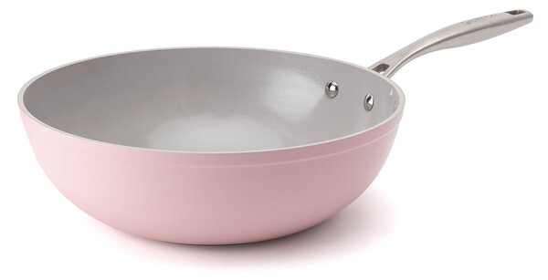Elmich Nepřilnavá keramická pánev wok Zen Ø 28 cm - růžová