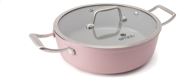 Elmich Nepřilnavá keramická hluboká pánev Zen Ø 28 cm - růžová