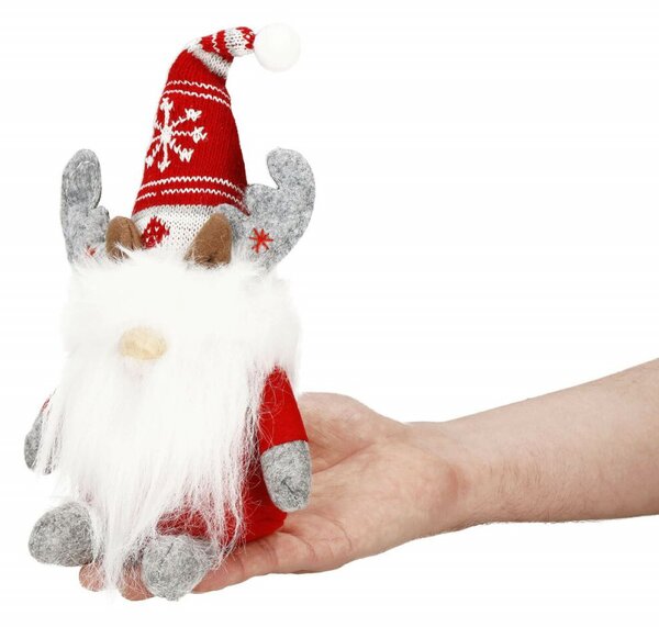 Skřítek GNOM s šedými parohy 27cm, vánoční dekorace
