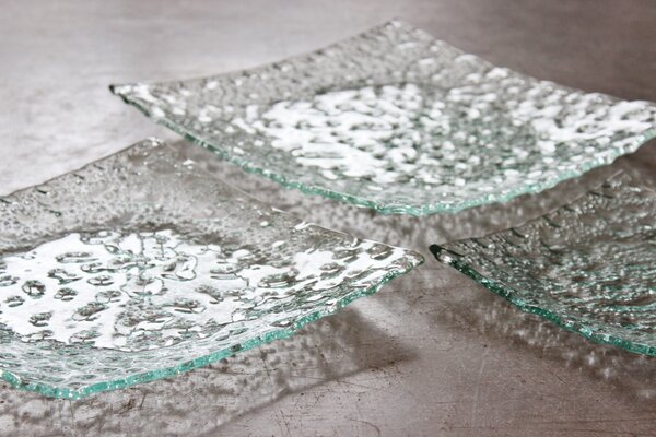 BDK-GLASS Čtvercové skleněné talíře NATURE MOON Rozměr: 20x20cm