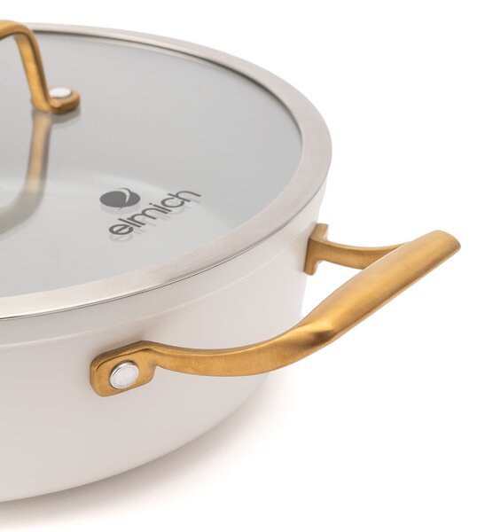 Elmich Nepřilnavá keramická hluboká pánev Zen Ø 28 cm - krémovo zlatá