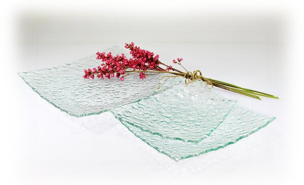 BDK-GLASS Čtvercové skleněné talíře NATURE MOON Rozměr: 20x20cm