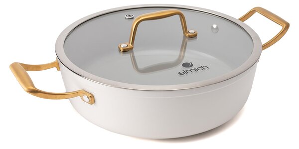 Elmich Nepřilnavá keramická hluboká pánev Zen Ø 28 cm - krémovo zlatá