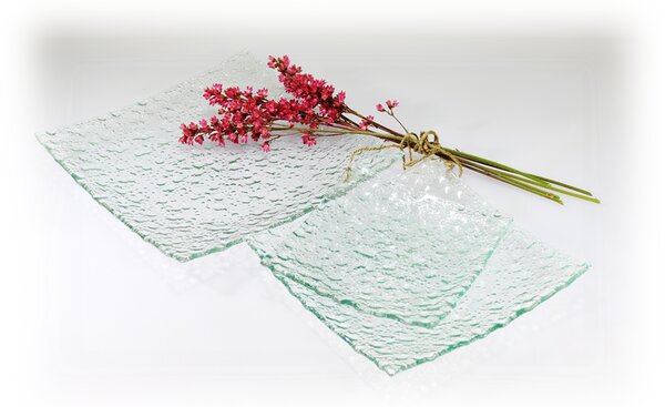 BDK-GLASS Čtvercové skleněné talíře NATURE MOON Rozměr: 20x20cm